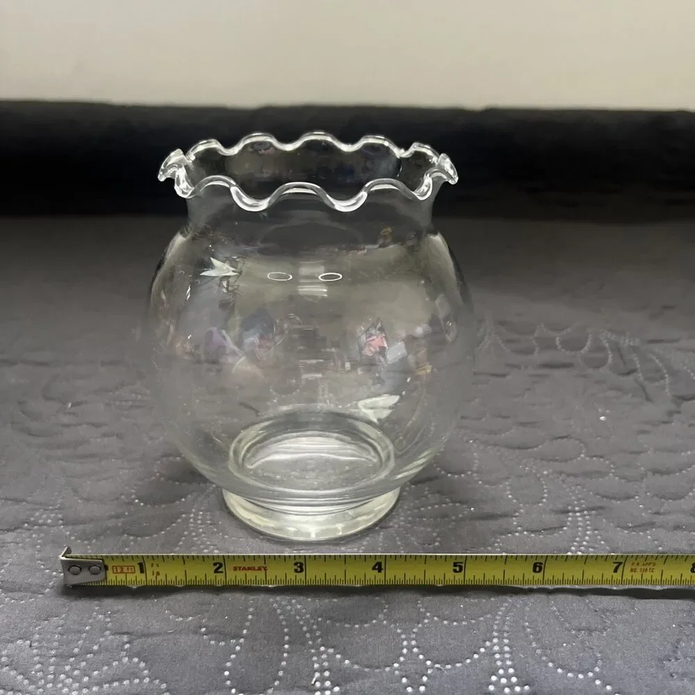 Clear Glass Vase Bowl Ruffled Rim Centerpiece Flower Vase 5